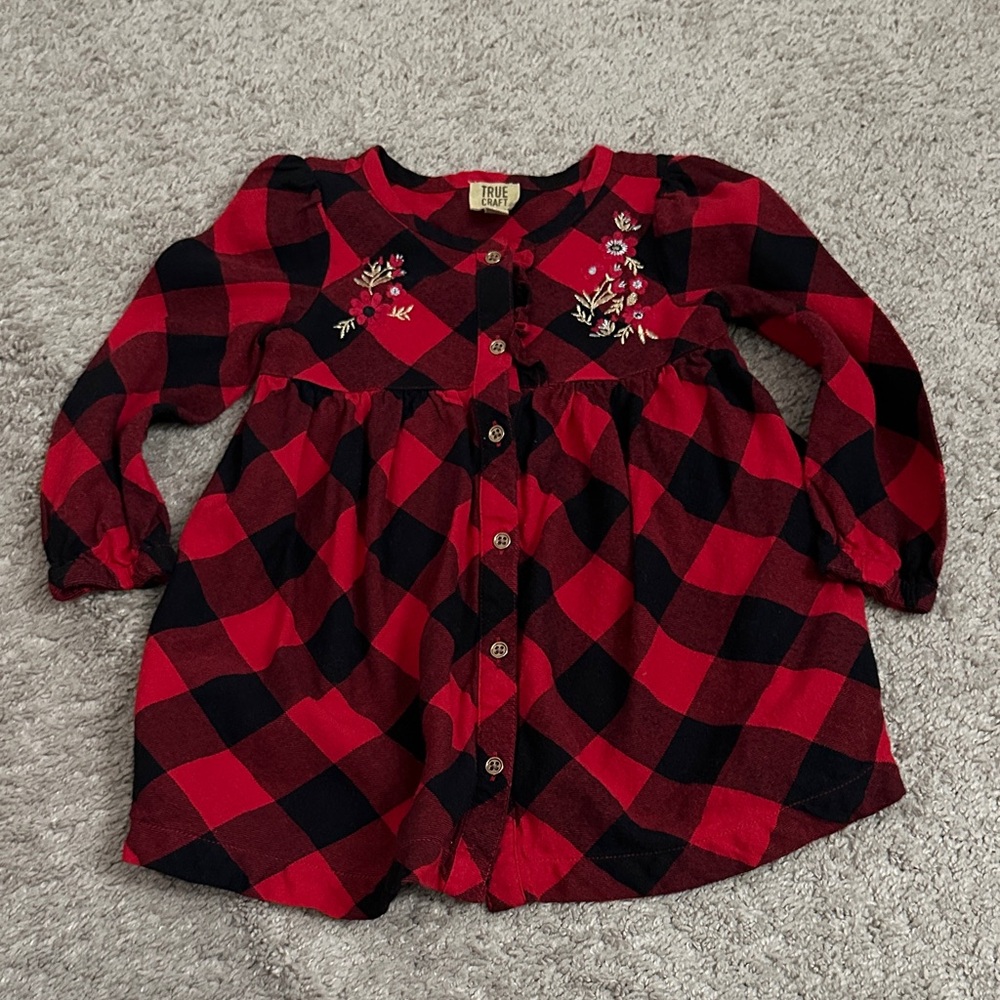 True Craft Red and Black Plaid Kids Button Down Shirt